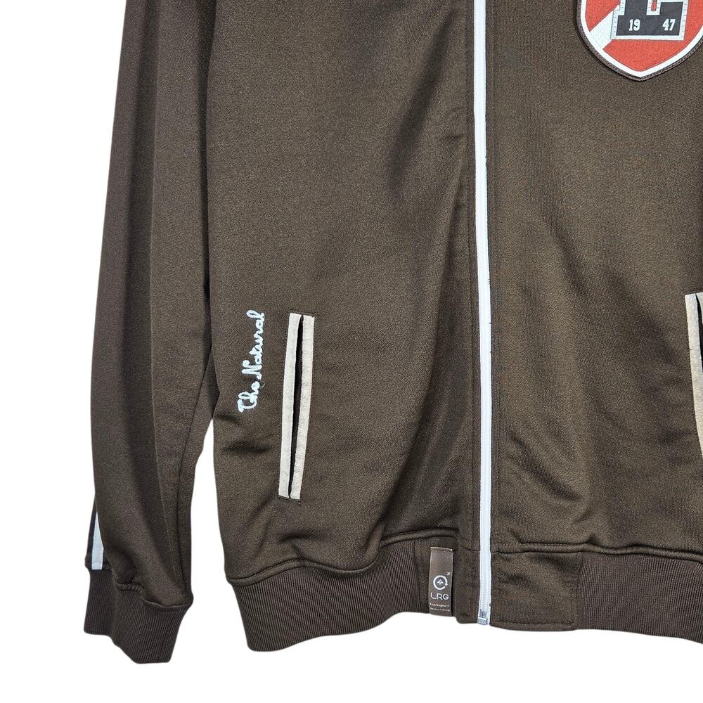 LRG Killa Cambridge Track Jacket Mens Medium Brown Suede Elbow Patches Varsity - Picture 5 of 12